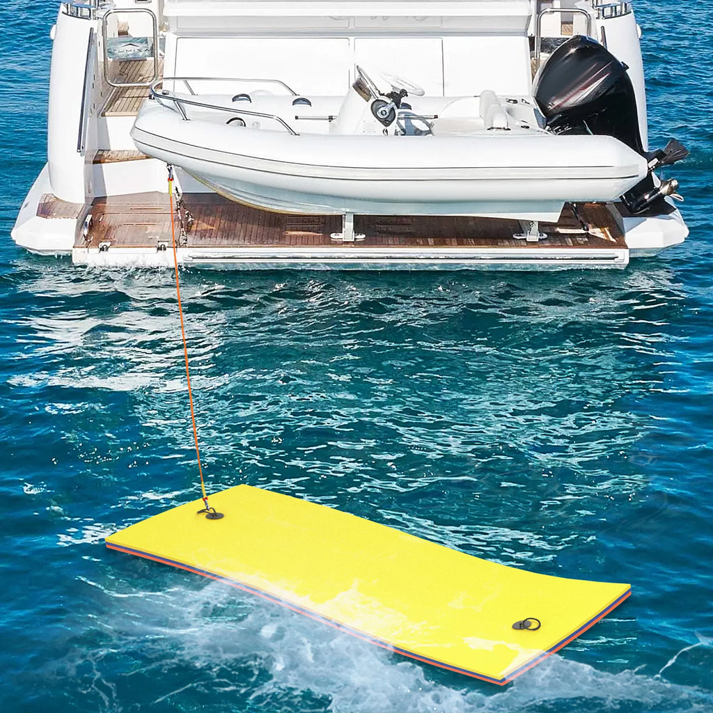 Magshion 9' x 3' Water Floating Mat, 3-Layer Tear-Resistant XPE Foam Water Floating Pad Lily Pad for Pool Lake River Ocean Outdoor Water Activities, Yellow