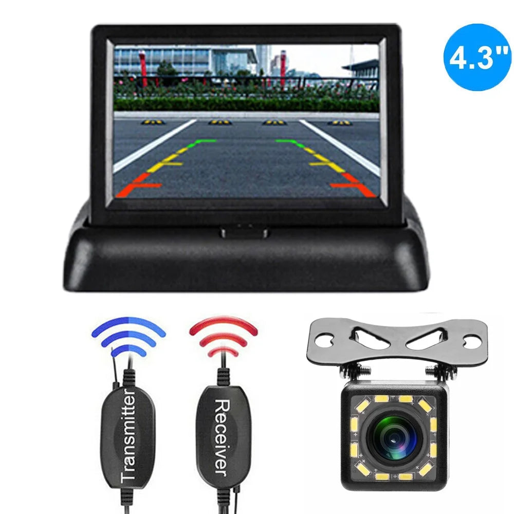 Wireless Car Portable Backup Camera Rear View HD Parking System Night Vision+ 4.3 Monitor