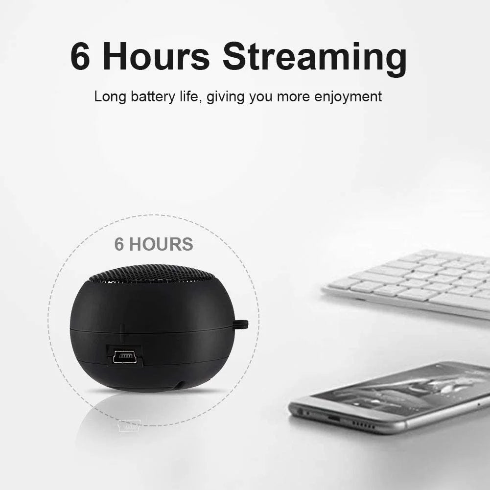 Portable Speaker, Mini USB Speaker with 3.5mm Jack on Bottom for Mobilephone PC Laptop MP3(Black)