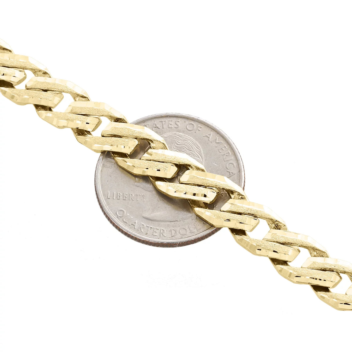 10K Yellow Gold Solid Fancy Link 7.75mm Brushed Matte Texture Mens Bracelet 8.5"