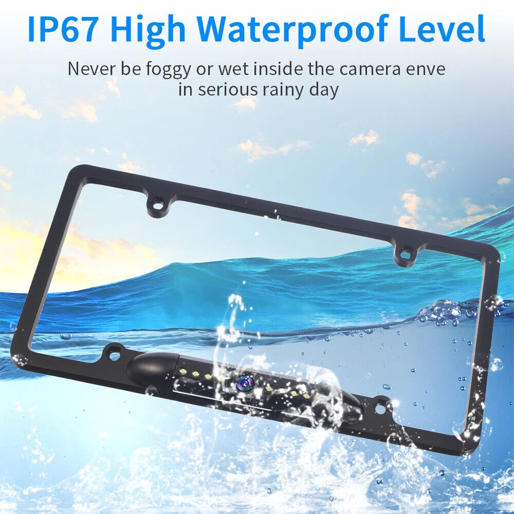 G·PEH HD License Plate Frame Rear View Camera - 8 Upgraded Infrared Lights - Clear Vision - Easy Installation - Black
