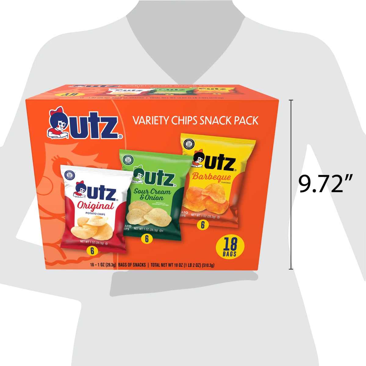 Utz Chip Pack, Variety Pack, Gluten-Free, Potato Chips, 1 oz, 18 Count