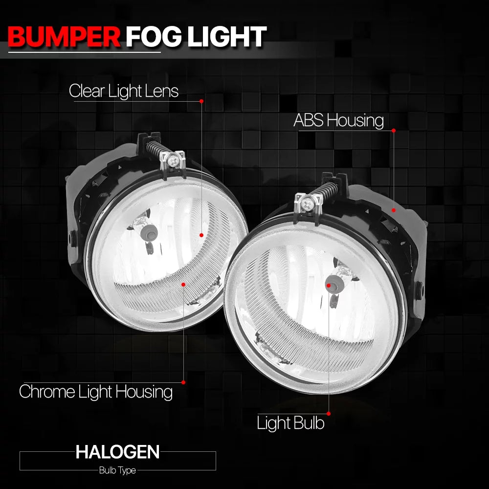 Clear Lens Fog Lights Bumper Driving Lamps for 05-10 Dodge Challenger/Charger Fits select: 2008-2010 DODGE GRAND CARAVAN, 2005-2009 CHRYSLER TOWN & COUNTRY