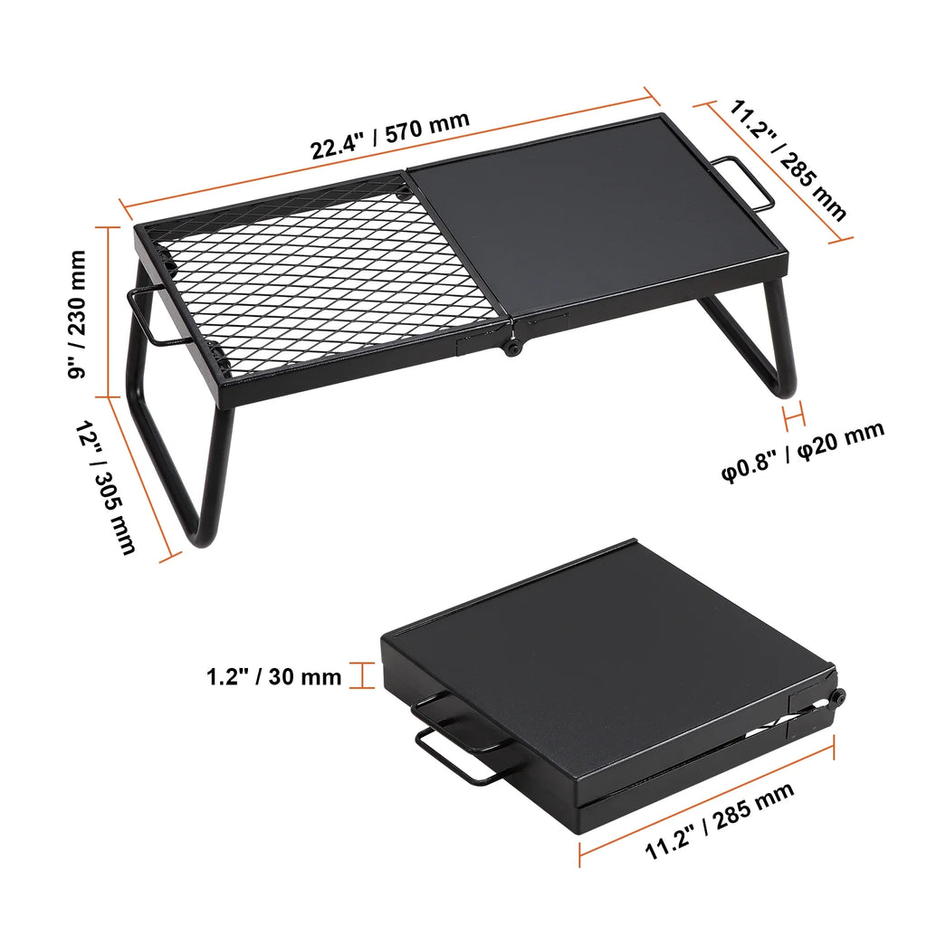 SKYSHALO Folding Campfire Grill Portable Camping Fire Pit Metal Outdoor BBQ Picnic