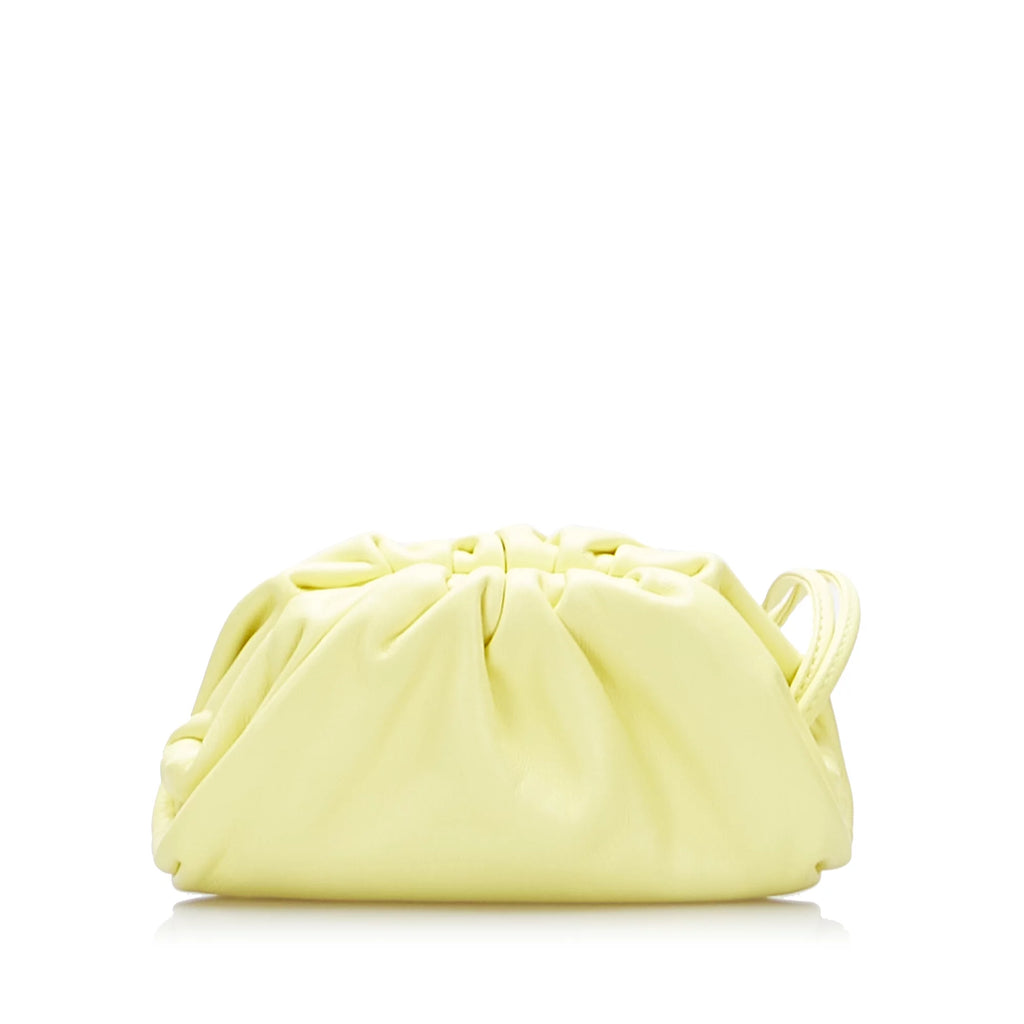 Previously Owned Authenticated Bottega Veneta The Pouch Calf Leather Yellow Crossbody Bag Unisex (Good)