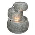 Classic Home and Garden Indoor/Outdoor Lightweight Polyresin 3-Tier Cascading Fountain with LED Light, Quartz Color, 11.5” D x 15” H