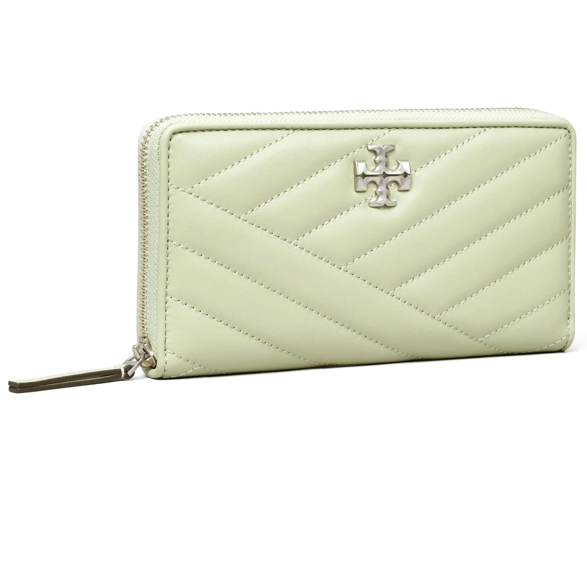 Tory Burch Female Kira Chevron Zip Continental Leather Wallet (Pine Frost)
