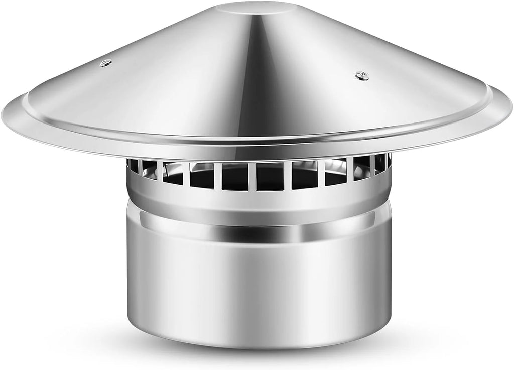 6 Inch Cone Top Chimney Cap Corrosion-free Metal Cone Cap with Screen Chimney Cover Outside Roof Silver Fireplace Screen Cover Exterior Stove Pipe Topper for Vent Flue Family Kitchen Cooking