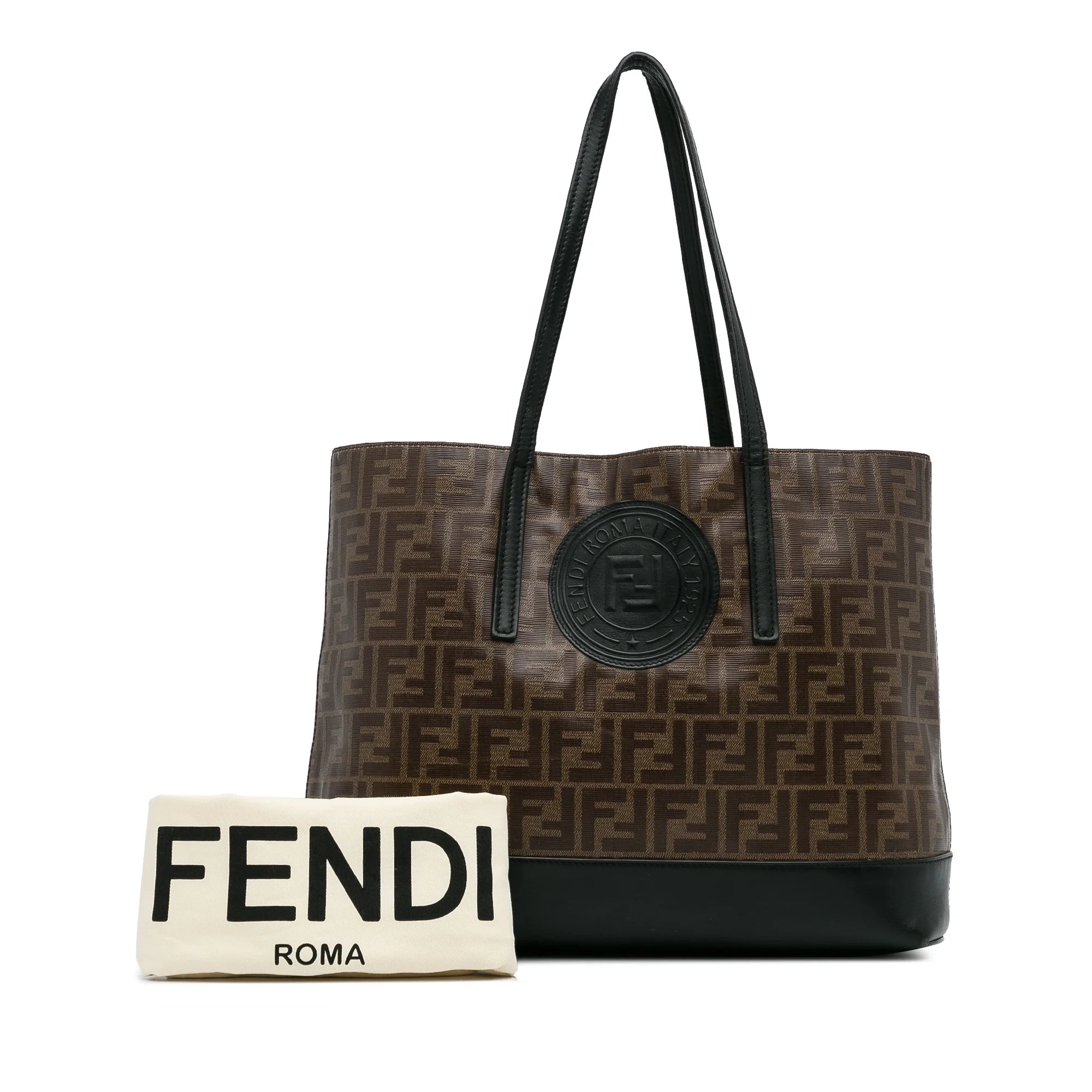 Used Authenticated Fendi Zucca Tote Bag Coated Canvas Fabric Brown Unisex (Good)