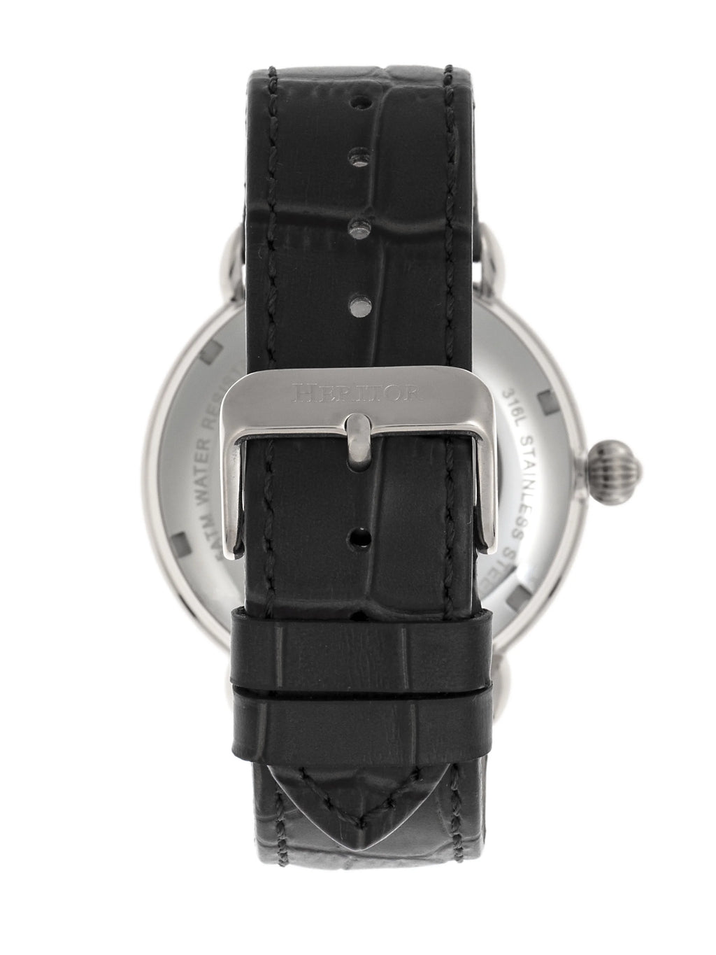 Heritor Automatic Mattias Leather-Band Watch W/Date - Silver