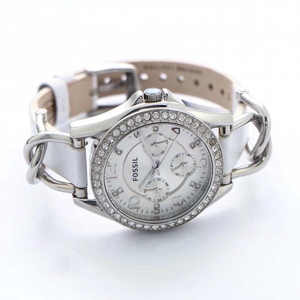 Fossil Female  Riley Analog Display Analog Quartz White Watch 38MM ES3463