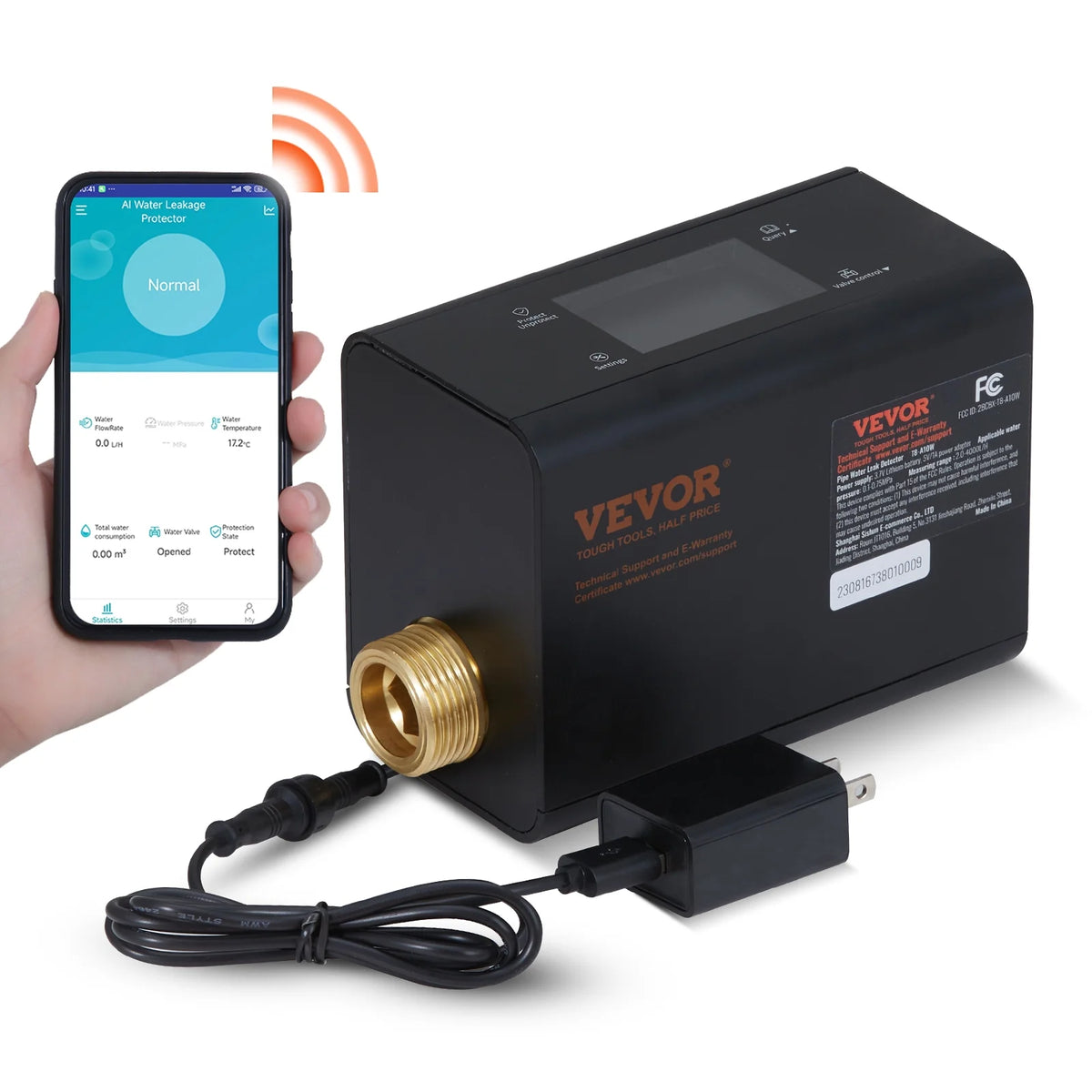 SKYSHALO Smart Water Monitor Automatic Shutoff Leak Detector Available in 1" or 3/4" Diameter. pipeline