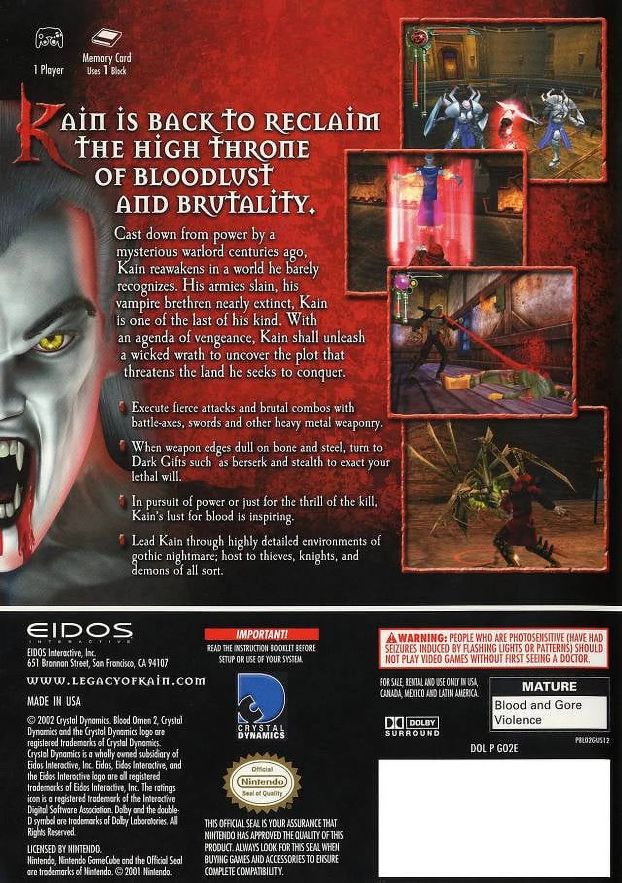 Blood Omen 2 GameCube Complete