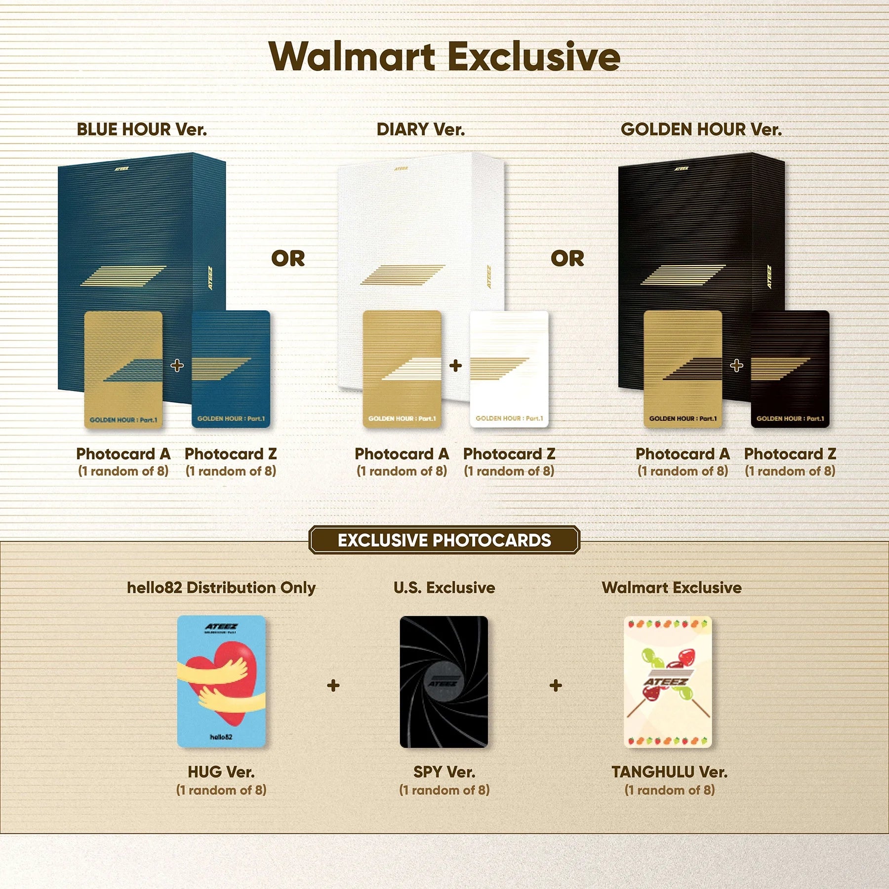 ATEEZ - GOLDEN HOUR : PART.1 (BLUE HOUR VER.) Walmart Exclusive K-Pop CD Box Set