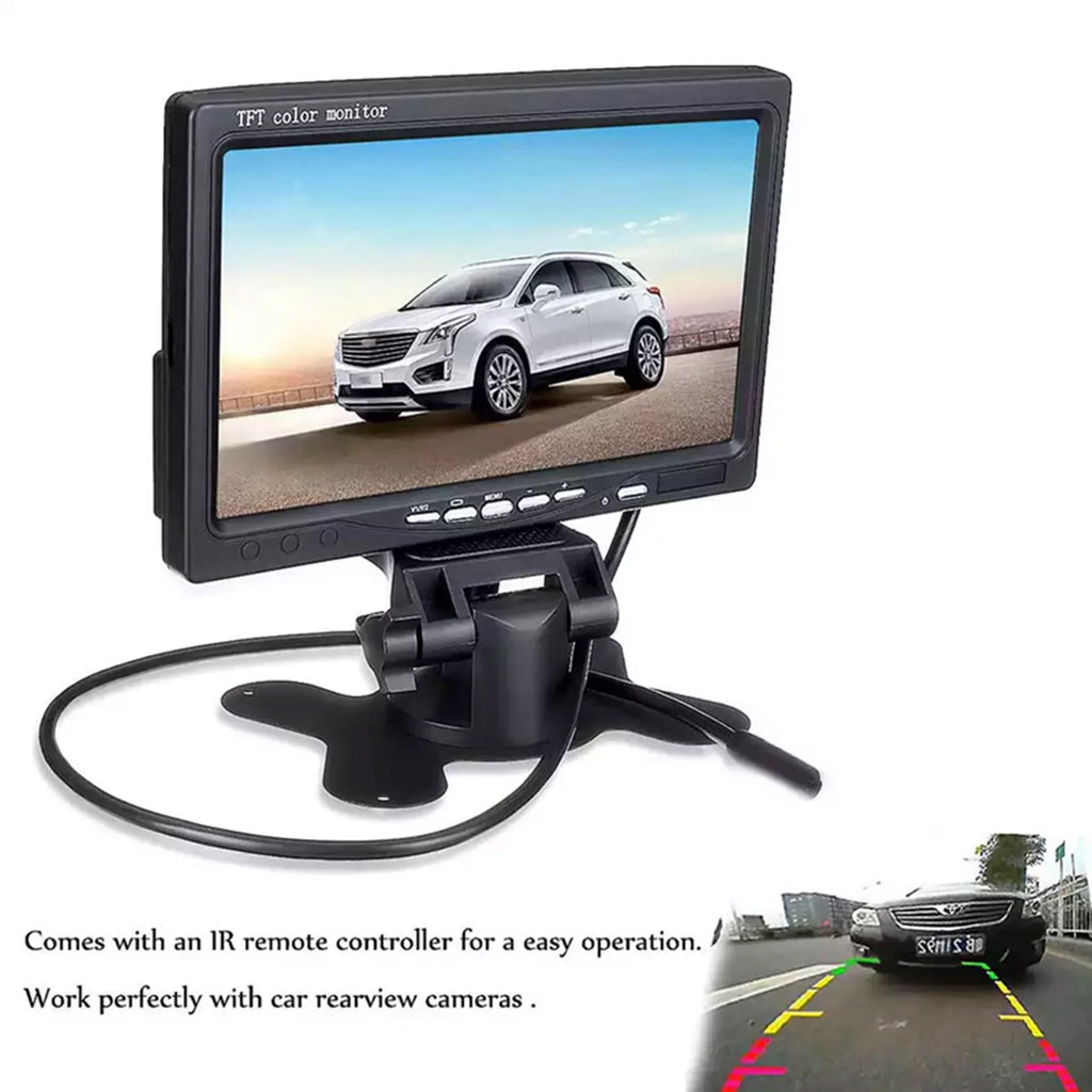 moobody 7 Inch HD Monitor Display Screen TFT Car Screen Monitor HD 1024x600 Display AV Input Built-in Speaker For Trucks Bus RV Trailer Reverse Rear View Backup Camera