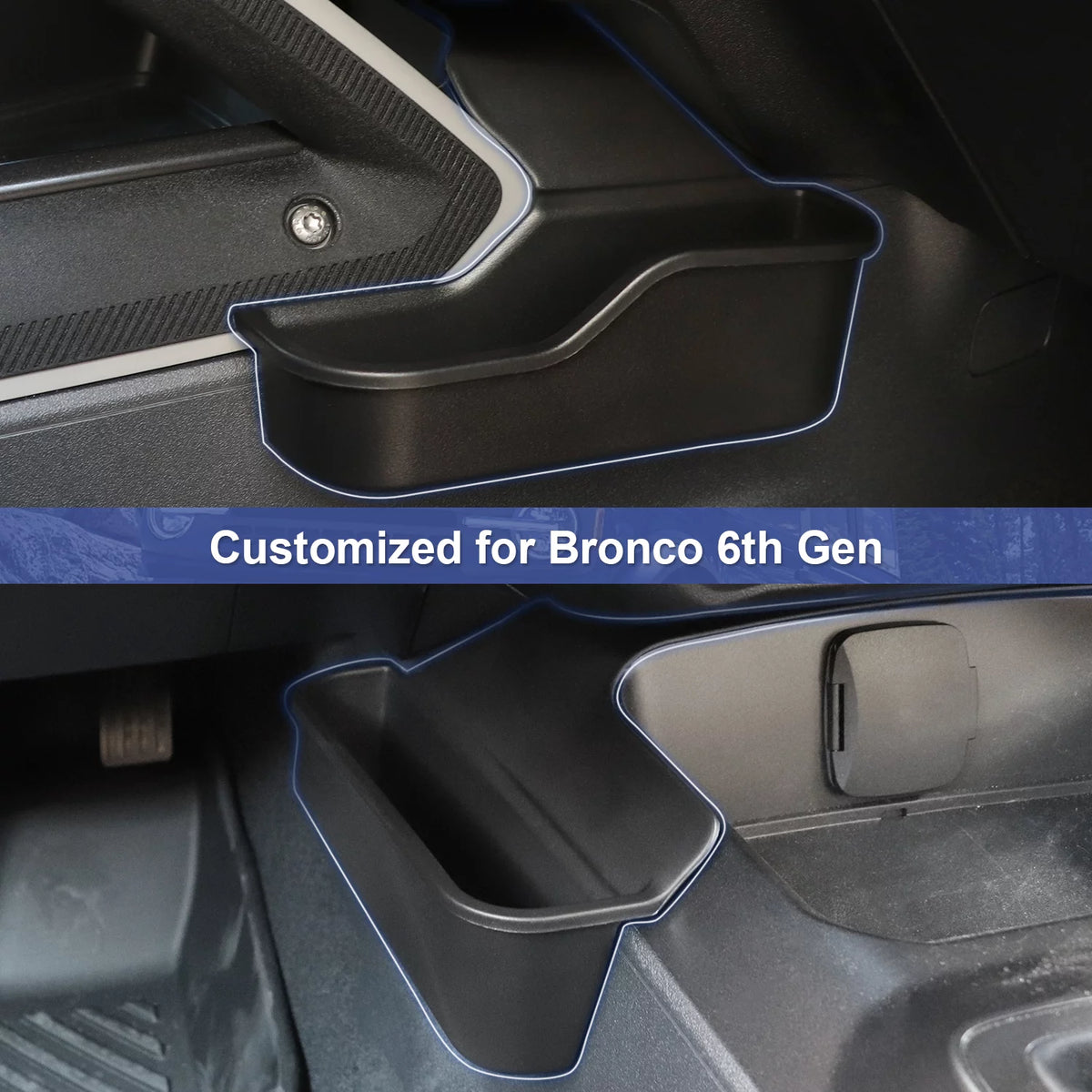 MFC Gear Shifter Storage Box Side Pocket Compatible with for 2021 2022 Ford Bronco Accessories 2/4D