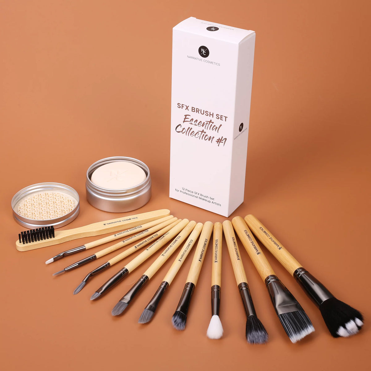 Narrative Cosmetics Essential SFX Makeup Brush Kit - 12 Piece Special Effects Makeup Brush Set - Collection#1