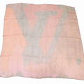 Previously Owned Louis Vuitton Scarf LV Logo Orange x Yellow Green 100% Silk For Her (Good)