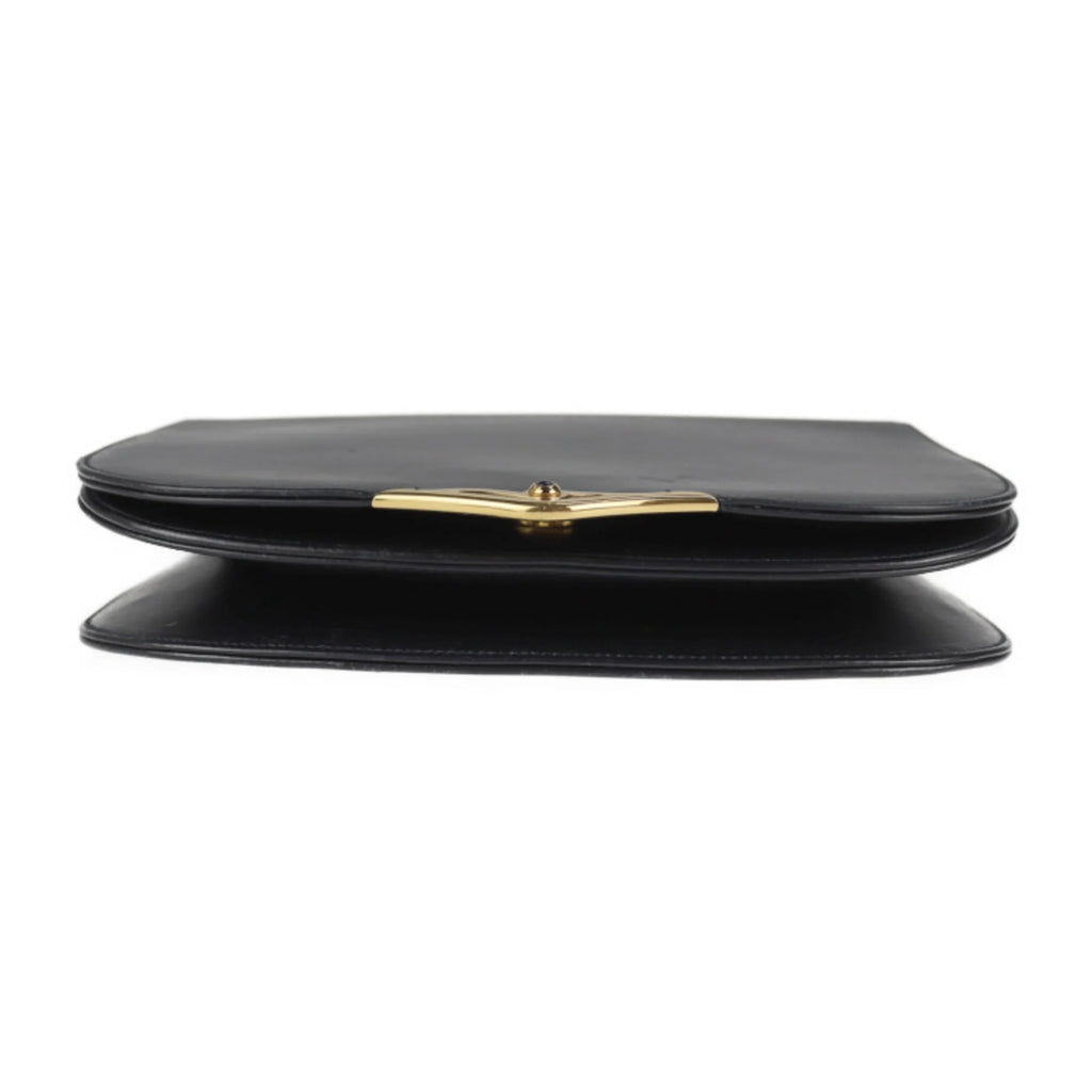 Secondhand CARTIER Cartier sapphire line shoulder bag calf leather dark navy 2WAY clutch (Good)