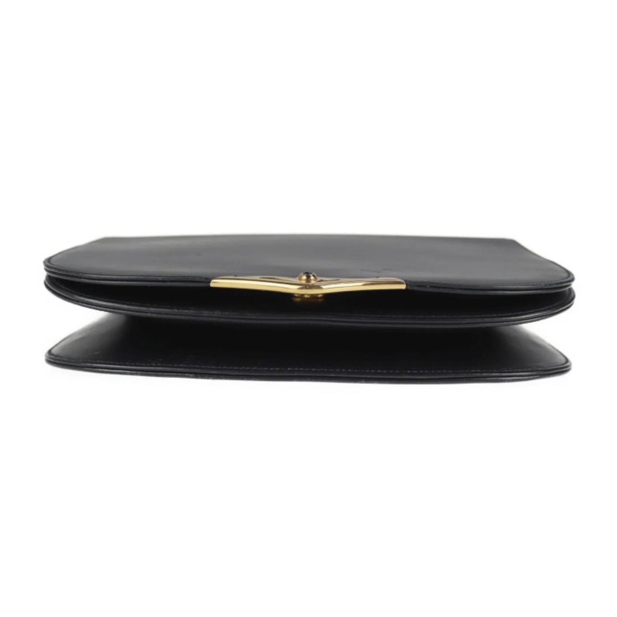 Secondhand CARTIER Cartier sapphire line shoulder bag calf leather dark navy 2WAY clutch (Good)