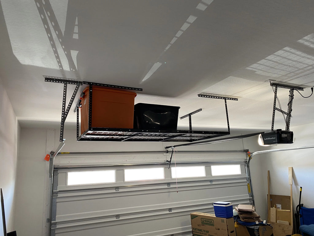 HECASA 3FT X 6FT Overhead Storage Rack Heavy Duty 72" x 36" Mounted Ceiling Rack Shelf Black Alloy