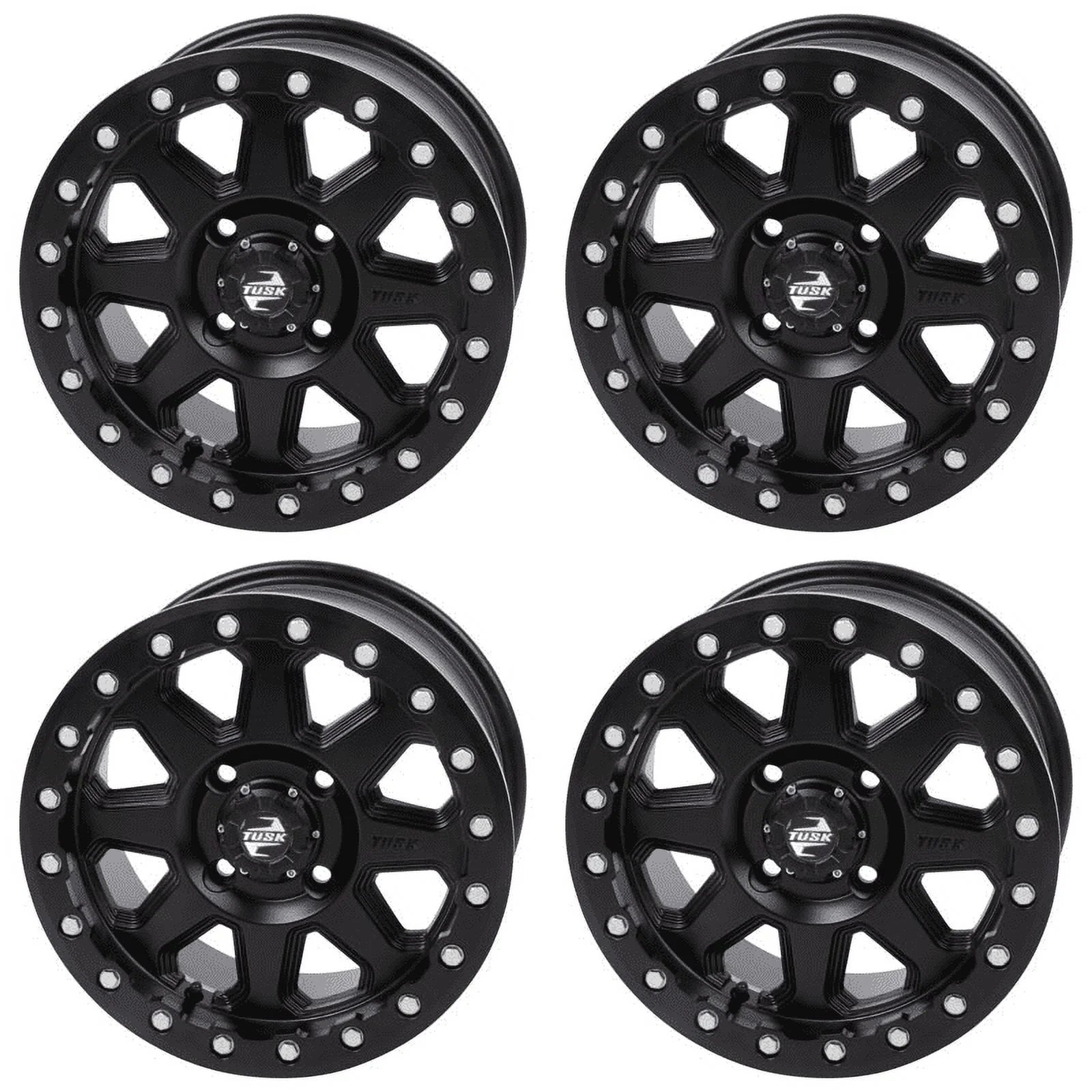 (4 Pack) 4/137 Tusk Uinta Beadlock Wheel 15X7 5.0 + 2.0 Matte Black For Can-Am Defender Hd10 Pro Xt 2020-2023