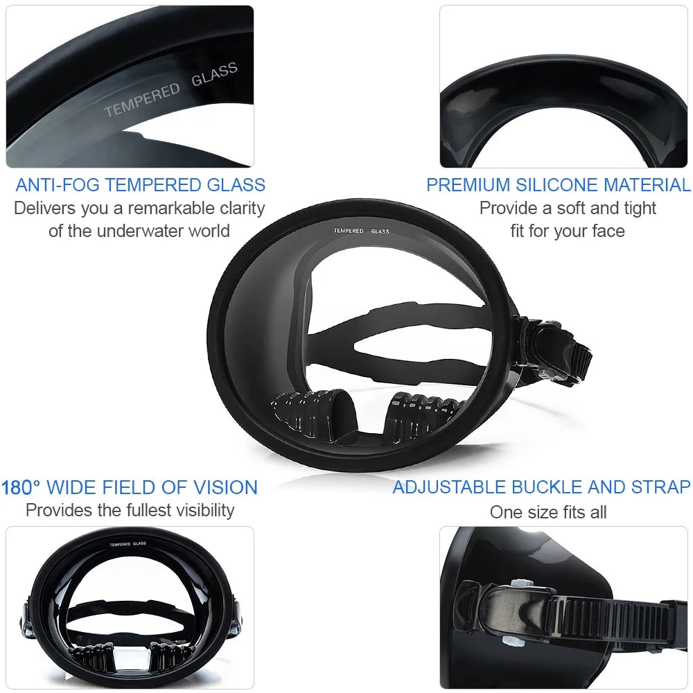 WAVE Diving Goggles,Panoramic Wide With SnorkelSnorkel Wide View 180° Panoramic View Snorkel Set Panoramic View Snorkel 180° Wide View WithWithAnd Snorkel And Wide View 180°