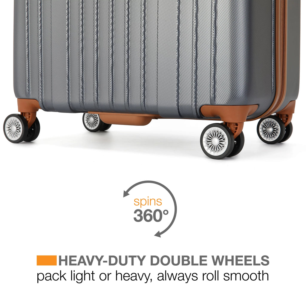Miami CarryOn Collins 3 Piece Expandable Retro Spinner Luggage Set (Grey)