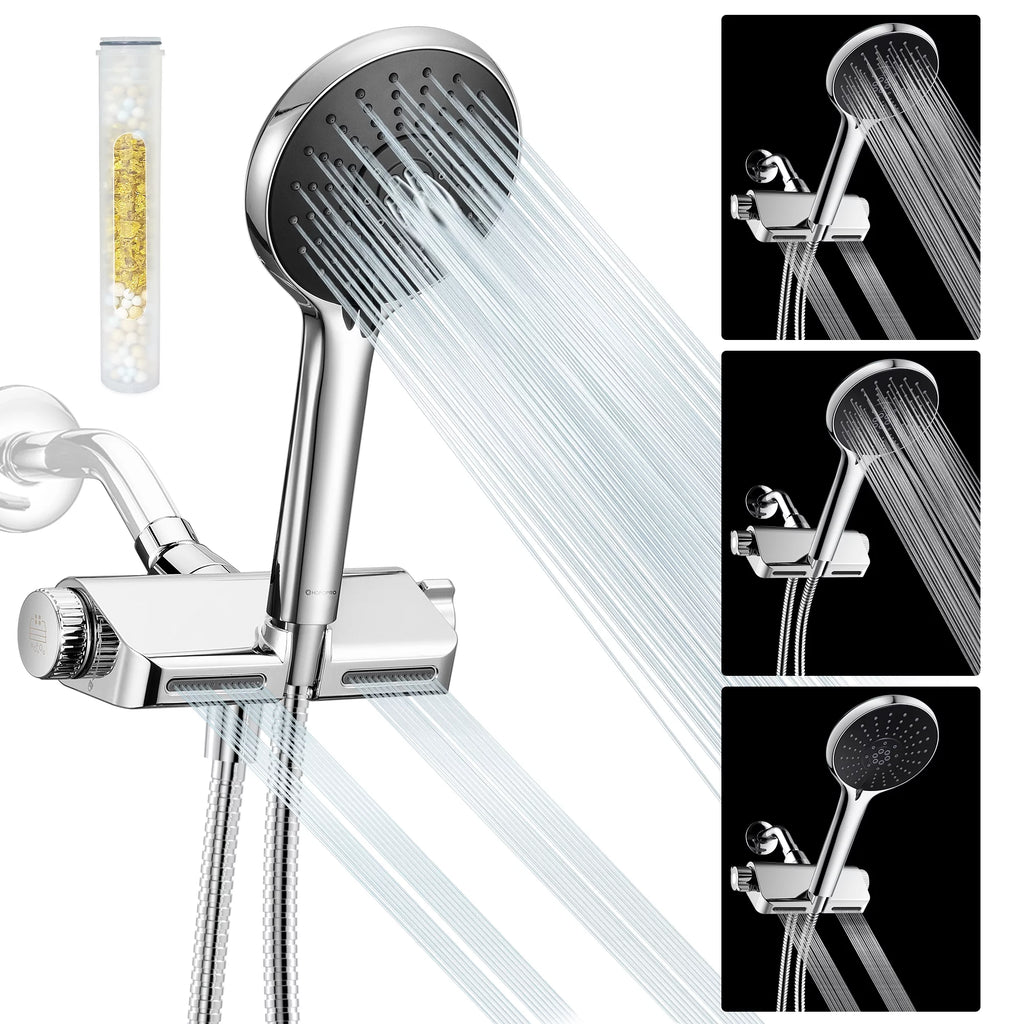 HOPOPRO 3 in 1 Filter Showerhead with Handheld Combo High Pressure SPA Shower System Massage Shower Head and 5 Modes Hand Held Shower Head
