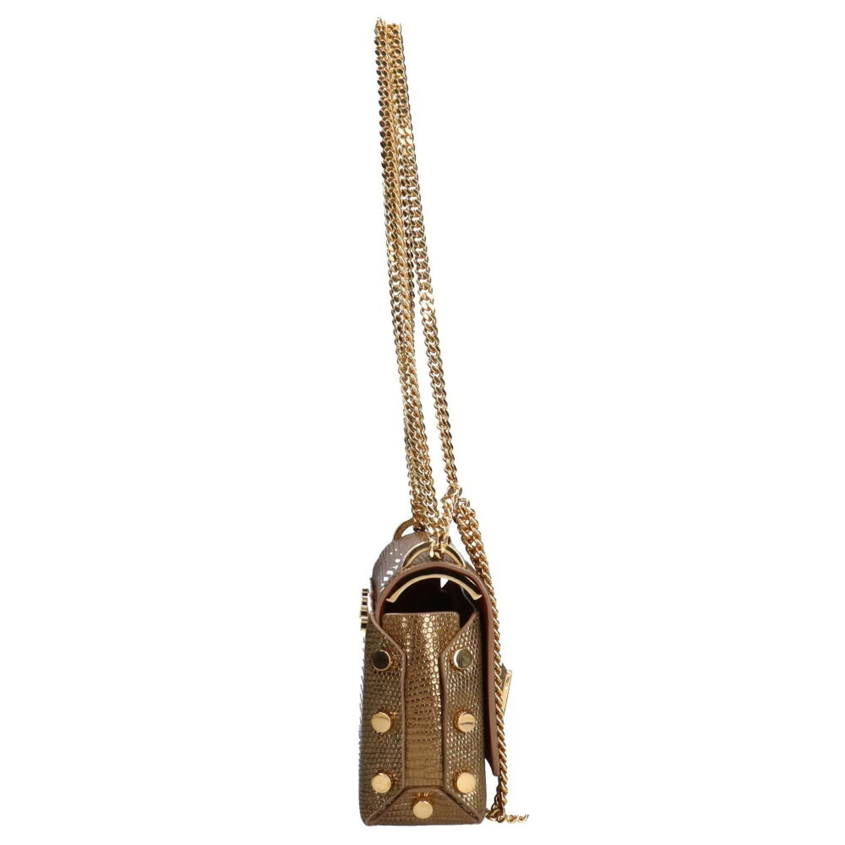 Used Jimmy Choo Chain Shoulder Bag Leather Gold Female (Fair)