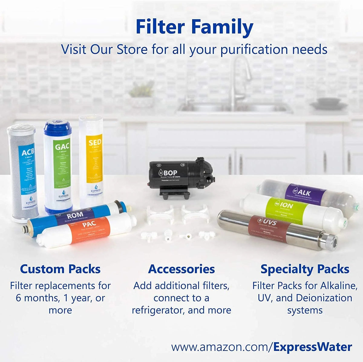 countertop reverse osmosis system replacement filter set  3 inline filters  1?4” quick connect filter cartridges - sediment, gac and pac carbon filters  6 month filter set