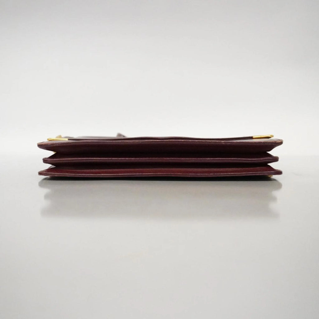 Previously Owned Cartier Shoulder Bag Must Leather Bordeaux For Her (Good)