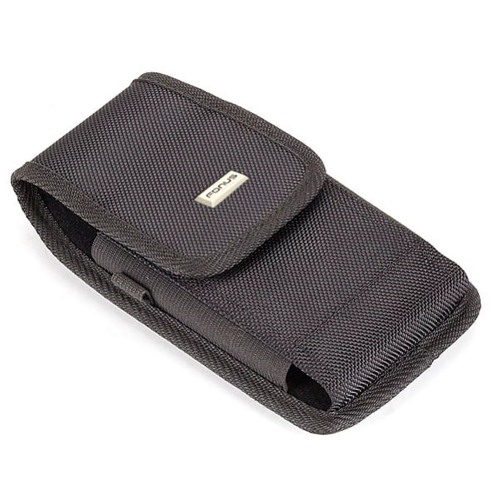 Rugged Canvas Case Holster Metal Belt Clip w Black 6ft Long Type-C Cable Rapid Charge USB Wire Sync Y8K for Blackberry Motion - BLU G9, Vivo XI Plus - Coolpad Legacy - Google Pixel XL 3a XL