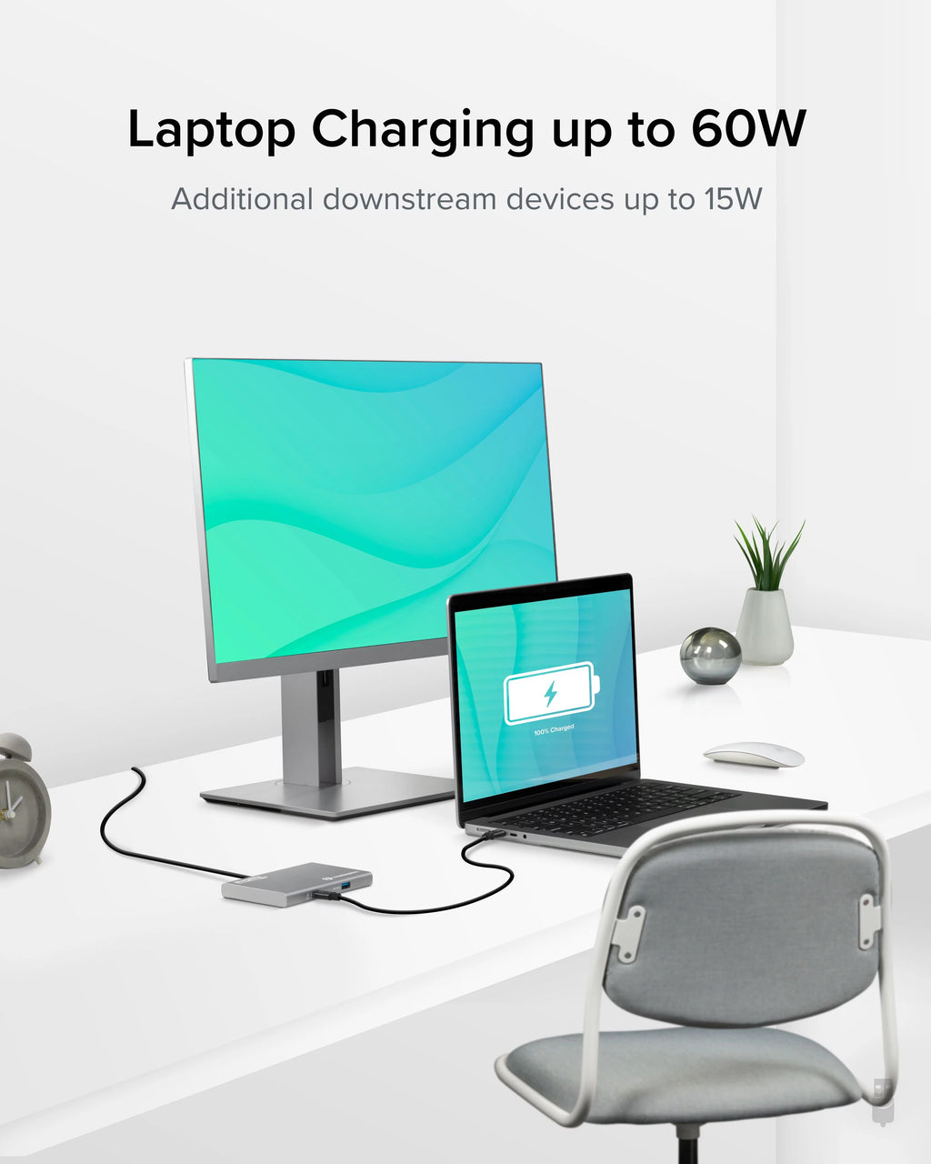 Plugable 5-in-1 Thunderbolt 4 Hub with 60W Charging, Single 8K or Dual 4K Display, Compatible with Thunderbolt USB4 Macs and Thunderbolt 4 / USB4 Windows (1x USB-C to HDMI Adapter)