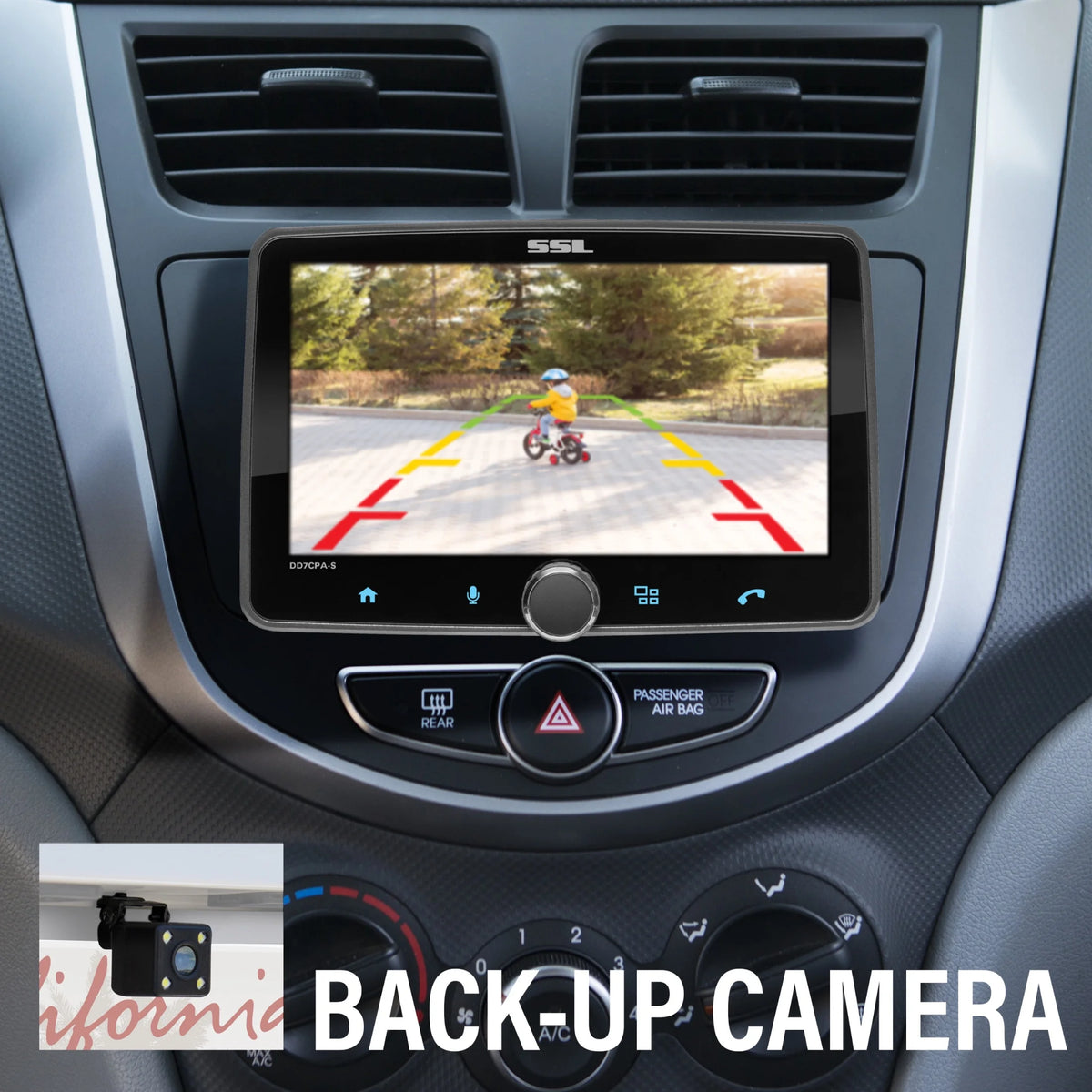 Sound Storm Laboratories DD7CPA-CS Car Audio Stereo – Apple CarPlay, Android Auto, Single Din, 7 Inch Touchscreen, Bluetooth, No CD DVD Player, AM/FM Radio Receiver, Backup Camera