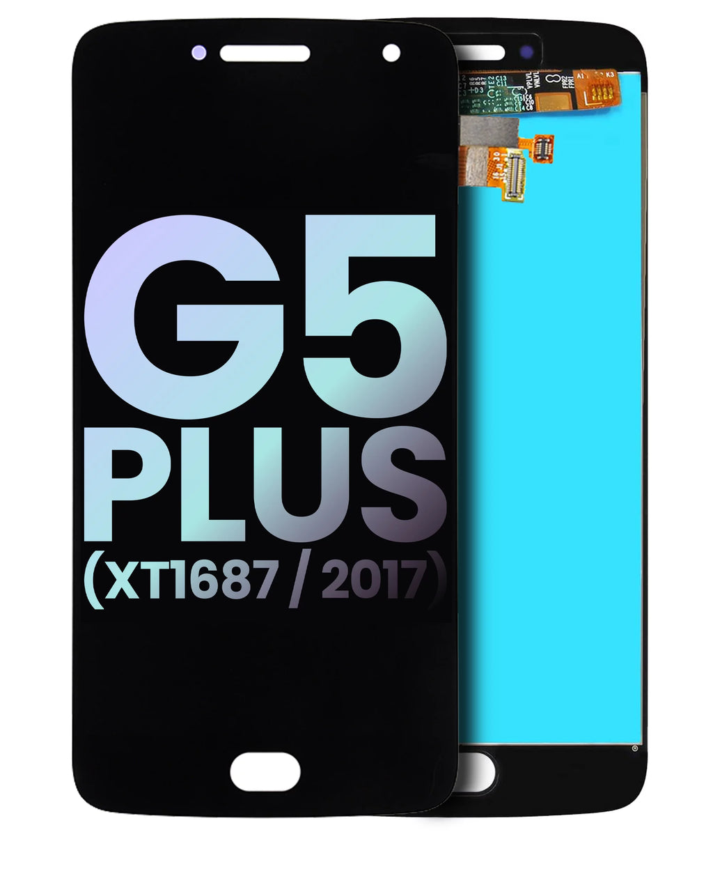 Replacement LCD Assembly Without Frame Compatible For Motorola Moto G5 Plus (XT1687 / 2017) (With Fingerprint Scanner) (Genuine OEM) (Black)