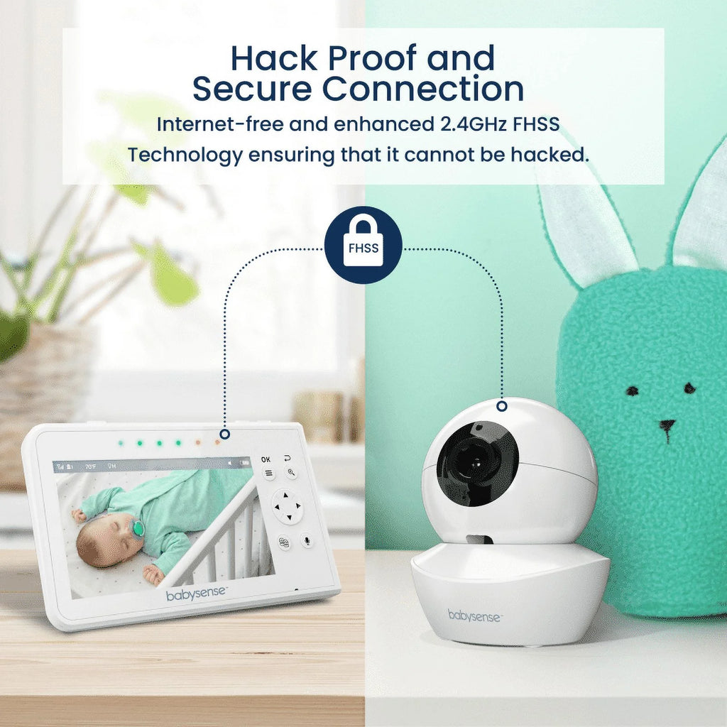 Babysense Split Screen Video Baby Monitor, 4.3" Display with 2 PTZ Cameras, Long Range, Night Light & Vision, Two-Way Talk, V43