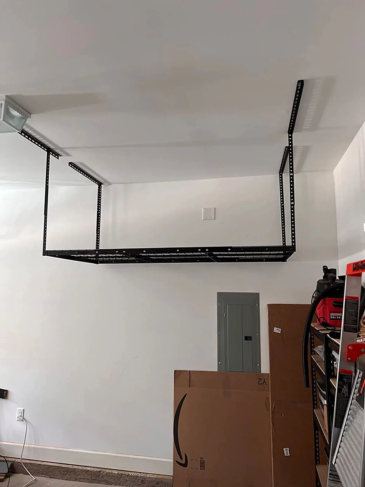 HECASA 3FT X 6FT Overhead Storage Rack Heavy Duty 72" x 36" Mounted Ceiling Rack Shelf Black Alloy