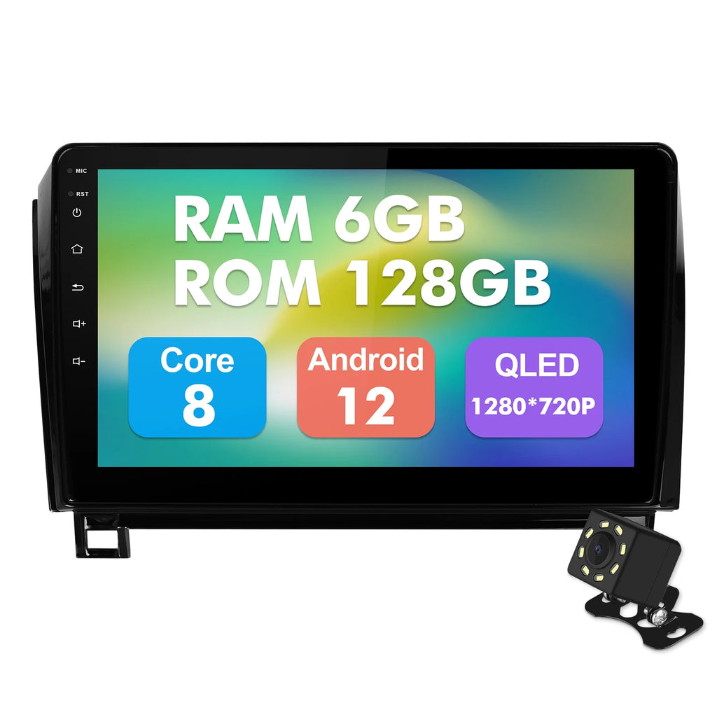 6+128G 10.1 inches Android 12 Car Stereo for Toyota Tundra 2007-2013 & Sequoia 2008-2018 IPS Touchscreen Screen Car Radio with Carplay & Android Auto Support Backup Camera