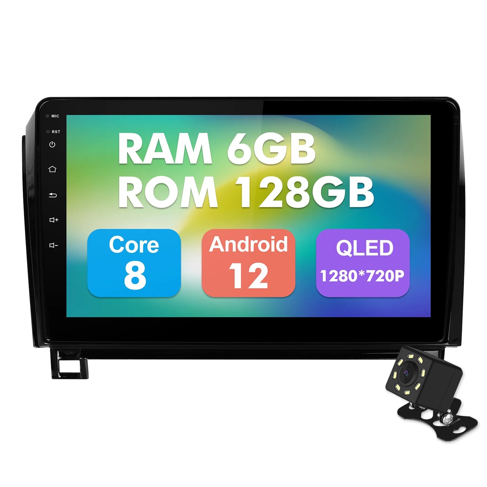6+128G 10.1 inches Android 12 Car Stereo for Toyota Tundra 2007-2013 & Sequoia 2008-2018 IPS Touchscreen Screen Car Radio with Carplay & Android Auto Support Backup Camera