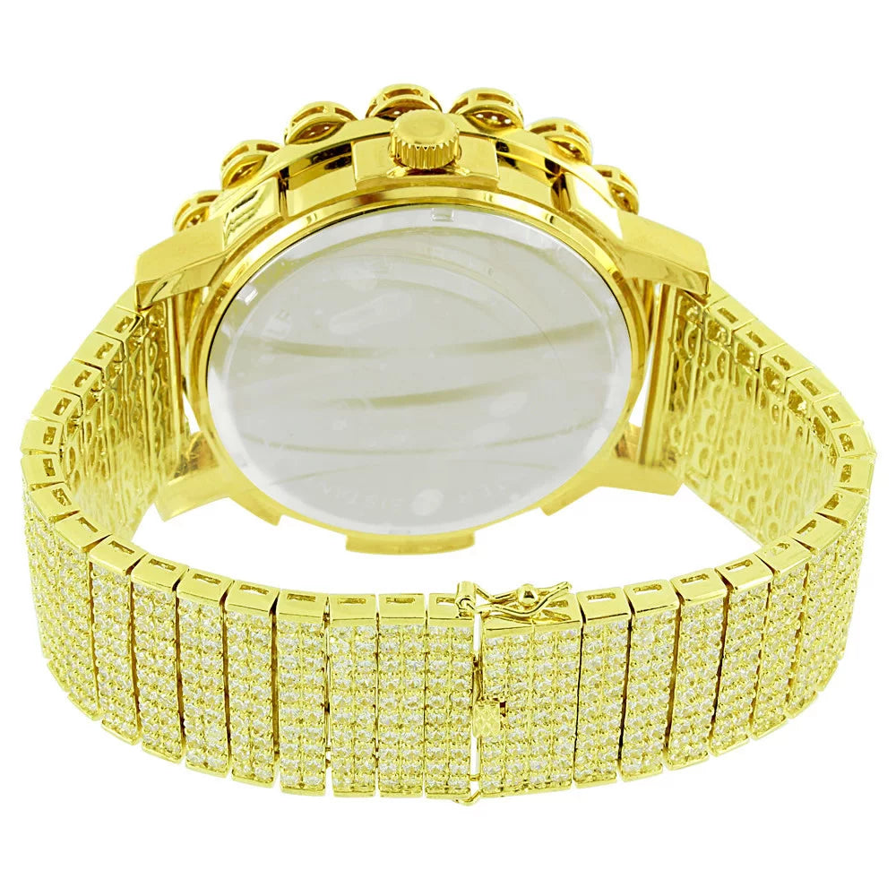 Canary Gold Tone Custom Pave Watch Solid Corrosion-free Metal Back Genuine Diamond Dial Iced Out Flower Bezel Jo Rodeo Jojino