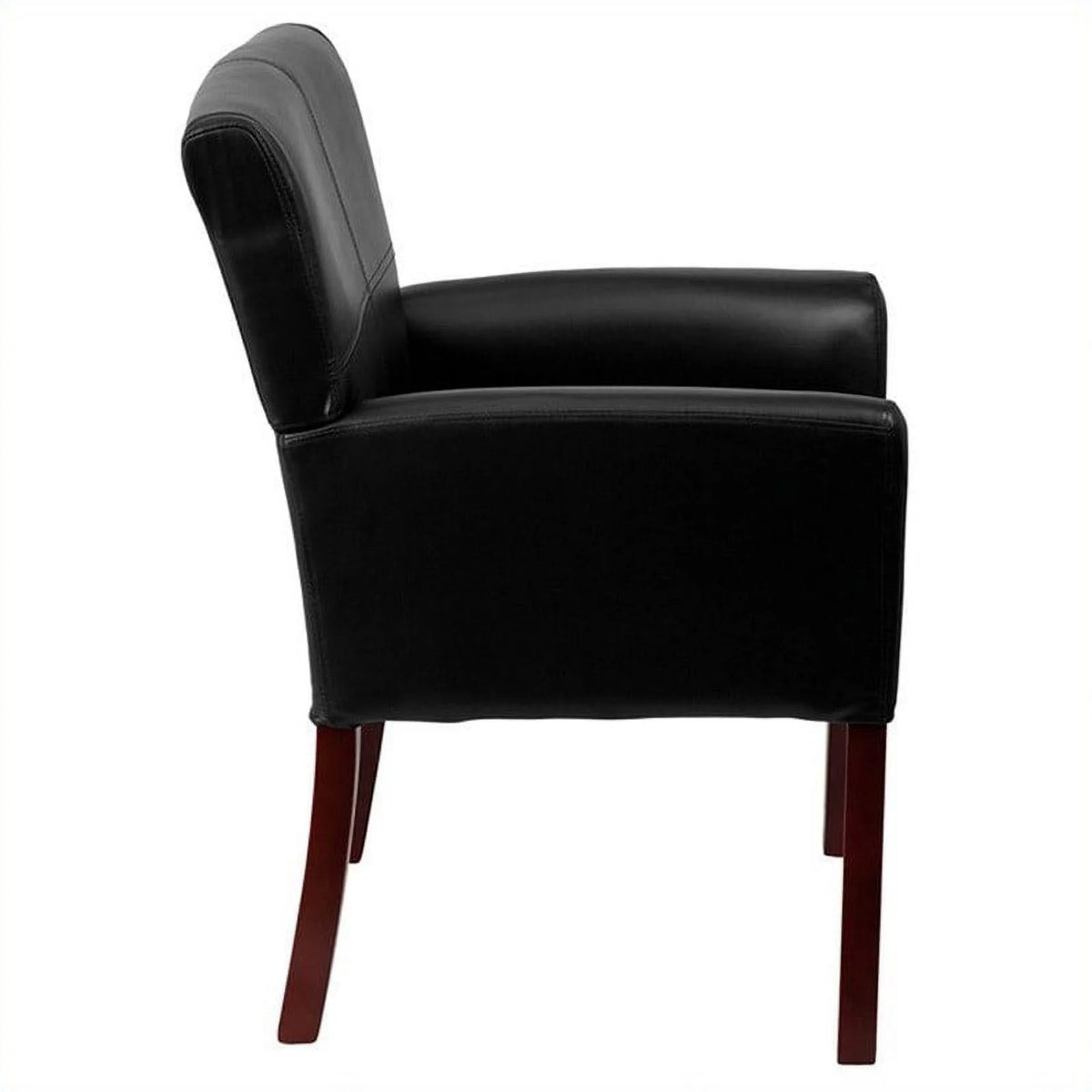 Kingfisher Lane Executive Side Guest Chair in Black with Mahogany Legs