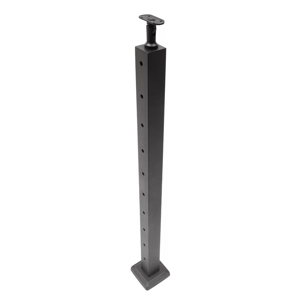 36"x2"x2" Cable Railing Post Adjustable Top Level drilled Post Level Line Post Top Mount Rust-resistant Metal Black Finish Wood Concrete Level Deck