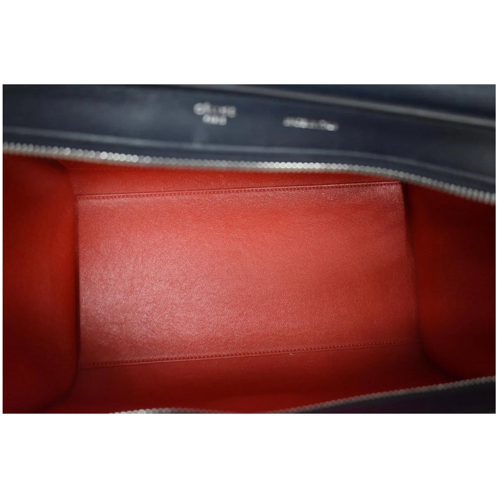 Previously Owned CELINE Trapeze Small 2way Leather Tote Shoulder Bag Blue