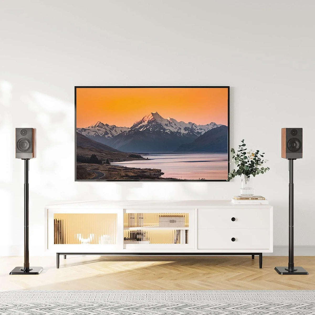 XINRUI Speaker Stands Height Adjustable for Satellite & Small Bookshelf Speakers, Set of 2 Floor Stand Mount for Bose Polk JBL Sony Yamaha and Others - 11LBS Capacity MD5402