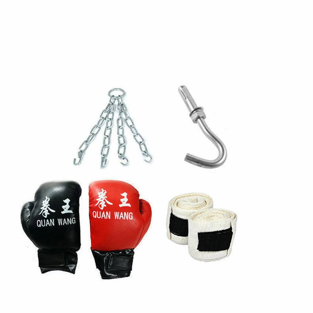 Heavy Boxing Punching Bag Training Gloves Speed Set Kicking MMA Workout GYM