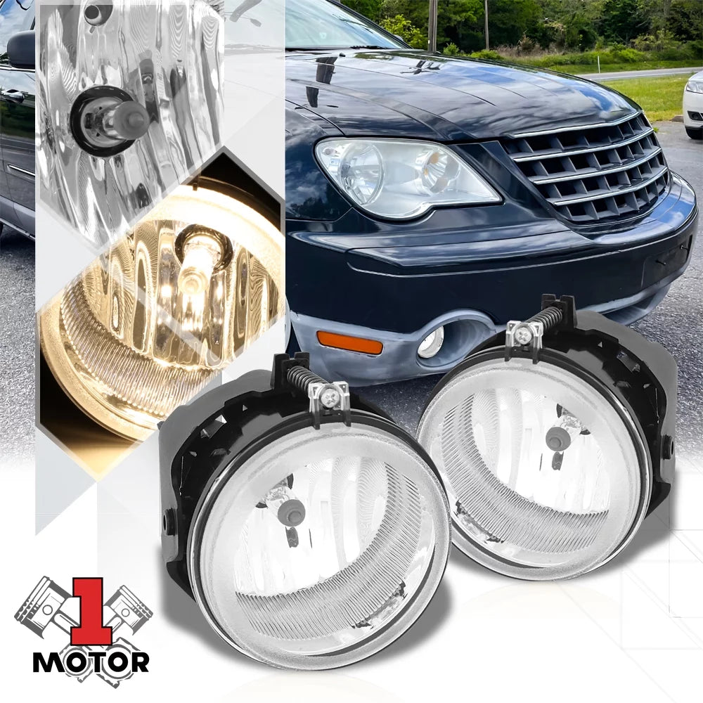 Clear Lens Fog Lights Bumper Driving Lamps for 05-10 Dodge Challenger/Charger Fits select: 2008-2010 DODGE GRAND CARAVAN, 2005-2009 CHRYSLER TOWN & COUNTRY