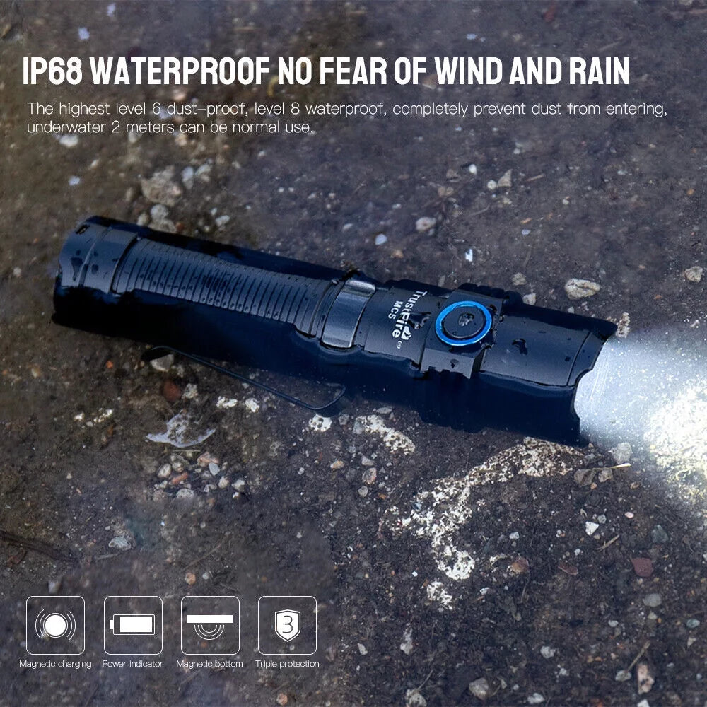 TrustFire MC5 Magnetic Rechargeable Pocket EDC Tactical Flashlight IPX8 5 Models Light 3300 lumens