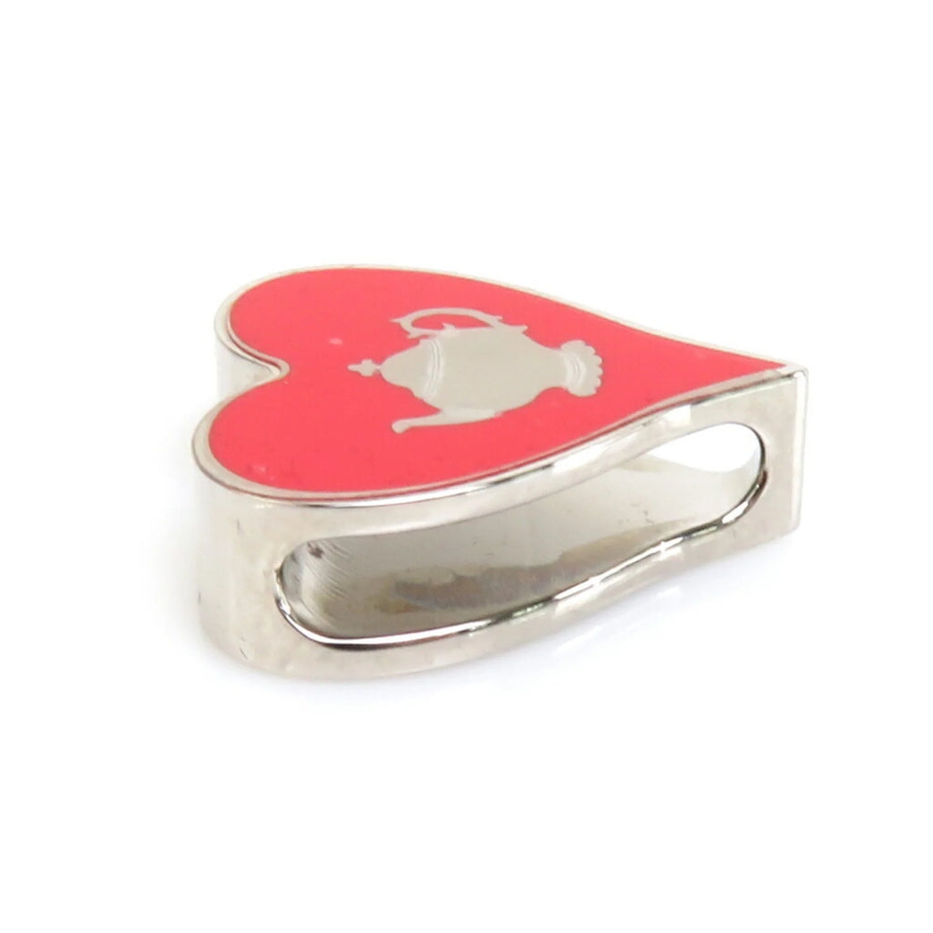 Previously Owned HERMES Scarf Muffler Ring Tea Time Metal/Enamel Silver/Red Female (Good)