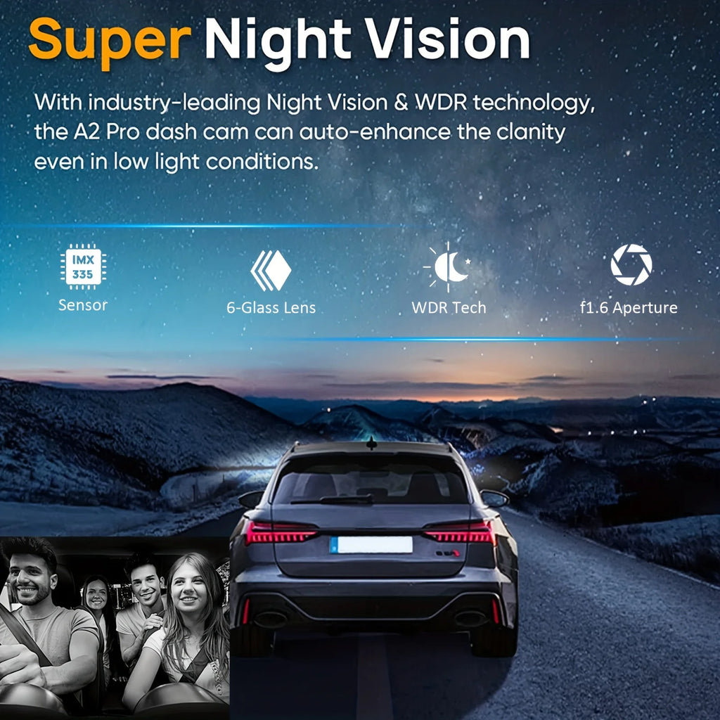 Dash Camera Front And Inside With 32G SD Card, 3.16inch Dash Cam 1080P, G Sensor High Definition Night Vision Loop Recording Wide Angle Car DVR